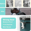 Coffee Canister Airtight Storage Container Stainless Steel Air Tight Coffee Jar with Scoop, Date Tracker CO2 Release Valve for Dry Food, Beans, Ground, Tea, Flour, Cereal and Sugar (Green) by CozyNest Decor