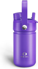 Kids Insualated Water Bottle with Straw - 12oz Stainless Steel Water Bottle with Dual Spouts, Leak-Proof, BPA-Free, Double Wall Vacuum Keeps Cold for 24 Hours for Sports, Travel, School (Violet) by CozyNest Decor