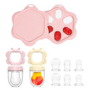 Silicone Baby Fruit Food Feeder (2 Pack) with Freezer Nibble Tray, Breastmilk Popsicle Molds for Baby Teething Relief, Feeder for Safe Infant Self Feeding, BPA Free, Dishwasher Safe, 3 Month+ Pink by TinyTreasures Baby Boutique