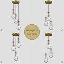 Brass 3 Light Pendant Lighting for Kitchen Island, Raindrop Cluster Pendant Light Fixture, Adjustable Hanging Rope Glass Chandelier Dining Room Light Fixture Ceiling Lamp for Foyer Hallway by CozyNest Decor