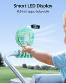 SWEETFULL Portable Stroller Fan with Display 4000mAh Battery Powered Mini Clip On Fan, 4-Speed Rechargeable Small Personal Cooling for Baby Car Seat Crib Travel - Green by TinyTreasures Baby Boutique