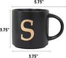 COLLECTIVE HOME - Monogram Ceramic Mugs, 15 oz Golden Initial Black Coffee Cups, Elegant Alphabet Tea Mugs, Elegant Personalized Mug with Gift Box, Unique Mug with Double Side Capital Lette (S) by CozyNest Decor