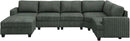 Nolany Sectional Sofa with Storage Ottoman, U Shape Couch with Chaise, Corduroy Modular Sectional Couch for Living Room, Green by CozyNest Decor