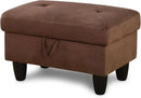 Ottoman Rectangular Storage Ottoman Bench, Flannel Footrest Stool Footstool with Lid for Living Room, Bedroom, Entryway, Chocolate, 28.5"x19"x17.5" by CozyNest Decor
