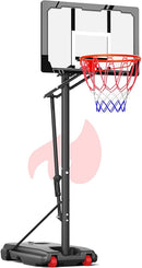 Mayfire Kids Basketball Hoop Adjustable Height 4-8.5 FT, Portable Basketball Goal System with 33'' Shatterproof Backboard for Kids Youth Teens in Driveway, Backyard, Outdoor Play by TinyTreasures Baby Boutique
