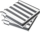 AAAAAcessories Outdoor Seat Cushions for Chairs, Waterproof, Fade-Resistant Patio Furniture Replacement Cushions, 21" x 21" x 4", Set of 2, Gray Cabana Stripe by GreenHaven Gardens
