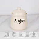 HAOTOP 12oz Sugar Bowl with Lid and Spoon,Ceramic Sugar Jar Sugar Dispenser Sugar Container Coffee Bar Accessories, Kitchen Countertop Canisters, Beige by CozyNest Decor