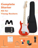 Kids Electric Guitar Beginner Kit 30 Inch, Mini ST Style Electric Guitar for Boys Girls with Amp 5W, Gig Bag, Tuner, Strap, Cable, Picks, Extra Strings, RST-70 Red by TinyTreasures Baby Boutique