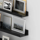 Giftgarden 16 Inch Black Floating Shelves for Wall Mount, Woodgrain Wall Shelf Ledge for Bathroom Bedroom Kitchen Living Room Office Storage, Set of 3 Different Sizes by CozyNest Decor