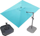 PURPLE LEAF 9' X 11.5' Patio Umbrella with Base Outdoor Cantilever Rectangle Umbrella Offset Umbrella with 360-degree Rotation for Garden Deck Pool Patio, Turquoise Blue by GreenHaven Gardens