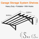 Garage Storage System Shelves 3.21x1.64 ft - Heavy Duty Garage Wall Shelving with Hooks, Foldable Storage Shelving Wall Mounted Install, Versatile Hanging Shelves & Black Metal Floating Organizer by GreenHaven Gardens