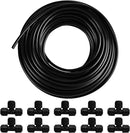 100FT PE Drip Irrigation Tubing, 1/4 inch Blank Distribution Tubing with 10PCS 1/4" Drip Irrigation Tee Connectors for Quick Connector Irrigation System by GreenHaven Gardens
