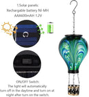 Starsoul Hot Air Balloon Solar Lantern Flickering Flame Light Tie-Dye Style Glass Solar Powered Hot Air Balloon Lamp Hanging Outdoor Lantern Waterproof Decor for Patio, Garden, Porch by GreenHaven Gardens