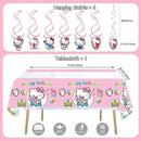 49Pcs - Kitty Birthday Party Decorations Set, Pink Theme with Banner, Balloons, Tablecloth, Cake Toppers. by TinyTreasures Baby Boutique