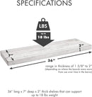 Urban Legacy Reclaimed Barnwood Planks | Floating Shelves for Wall w/Flush Mount Shelf Bracket Set Included | Set of 2 (White Wash, 36" x 7"x 2") by CozyNest Decor