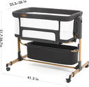Baby Bassinet Bedside Sleeper,3-in-1 Rocking Bassinet for Baby with 6-Level Height Adjustable, 4 Wheels & Breathable Mesh Walls, Portable Bedside Crib with Mattress for Newborn by CozyNest Decor
