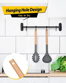 Silicone Pasta Fork and Ladle Spoon Set with Wooden Handle, Heat Resistant Non Stick Kitchen Utensils for Cooking, Stirring, Serving Spaghetti, Soup, Sauce(GRAY) by CozyNest Decor