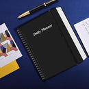 Daily Planner Undated - A4 To Do List Notebook Hourly Schedules, Spiral Appointment Planner for Women and Men,PVC Hardcover, Inner Pocket, Elastic Closure, 8.5" x 11", Black by TinyTreasures Baby Boutique