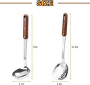 FJNATINH Stainless Steel Wok Spatula and Ladle Tool, Mirror Polished Cooking Utensils Set Metal Wok Accessories with Wooden Handle,Easy to Clean Kitchen Utensils,Sliver by CozyNest Decor