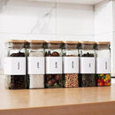 27 oz Glass Storage Jars with Bamboo Lid, set of 6, glass canisters with airtight lids, Clear jars with lids for Cookie, Candy, Tea, Coffee Bean and Rice (White) by CozyNest Decor