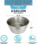 Stainless Steel Insulated Beverage Tub - Real Deal Steel, Large 6 Gallon Round Double Walled Party Tub, Drink Bucket for Parties, Ice Cooler for Wine Beer - Pack of 3 by CozyNest Decor