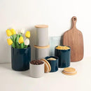 Sweejar Ceramic Kitchen Canister Sets, Porcelain Container for Countertop, Heavy Food Storage Jars with Airthight Seal Bamboo Lid, Servering for Sugar, Coffee Beans, Tea Leaves, Pack of 4（Gray） by CozyNest Decor