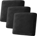 H.VERSAILTEX Velvet Stretch Couch Cushion Cover Plush Cushion Slipcover for Chair Loveseat Sofa Cushion Furniture Protector Seat Cushion Sofa Cover (3 Piece XL Sofa Cushion Covers, Black) by CozyNest Decor