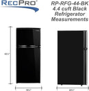 RecPro 4.4 Cu Ft 12V RV Refrigerator with Freezer | Frost-Free, Black Finish | Adjustable Shelves, Reversible Door, Built-In Lock | Off-Grid Camper Fridge | 19.5”W x 23.5”D x 43.5”H by CozyNest Decor