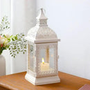 TRIROCKS Rustic Style Metal Candle Lantern 13'' High Decorative Outdoor Lantern Candle Holder with Tempered Glass for Thanksgiving Christmas Living Room Garden Patio Parties Indoors Outdoors (Cream) by CozyNest Decor