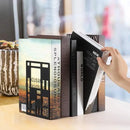 Book Ends, Bookends, Book Ends for Shelves, Bookends for Heavy Books, Book Divider Decorative Holder, Metal Heavy Duty Bookend Black 1 Pair, Abstract Art Desgin Book Stopper Supports for Office, Home by CozyNest Decor