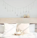 Mkono Moon Phase Wall Hanging Boho Aesthetic Room Decor Metal Moons Garland Hanging Art Bohemian Home Decoration for Girls Room Nursery Bedroom Livingroom Dorm, Ideal, Silver, 55" by CozyNest Decor