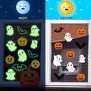 3 Sheets Glow in The Dark Halloween Window Clings Luminous Halloween Window Stickers Pumpkin Ghost Wall Decor Glowing Window Clings for Scary Halloween Theme Party Decorations by CozyNest Decor