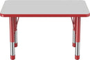 FDP Rectangle Activity School and Classroom Kids Table (24 x 36 inch), Chunky Toddler Leg, Adjustable Height 15-24 inches - Gray Top and Red Edge by CozyNest Decor