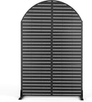 FENCY Metal Privacy Screen with Stand 72" H×47" W Outdoor Freestanding Privacy Panels, Arched Outdoor Privacy Screen for Deck Patio Balcony(Black-Louvered) by GreenHaven Gardens