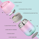 17 oz Insulated Lunch Containers Hot Food Jar, Wide Mouth Lunch Thermo for Kids Adults, Vacuum Stainless Steel Lunch Box With Handle Folding Spoon for School, Office (Blue-Pink) by TinyTreasures Baby Boutique