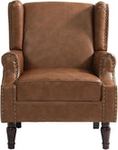 UIXE PU Leather High Back Accent Chairs Set of 2, Upholstered Armchair for Living Room, Retro Wingback Arm Chair Nailhead Trim Single Sofa Bedroom Reading Seat - Brown by CozyNest Decor