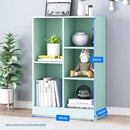 IOTXY Open Shelf Low Bookcase - Wooden 3-Tier Floor Standing Display Cabinet Organizer with Base, 5 Cubes Short Horizontal Bookshelf in Tiffany-Green by CozyNest Decor