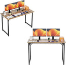 PayLessHere | 47 Inch Computer Desk | Brown | Office Desk with Metal Frame, Adjustable Feet | Water-Resistant, Scratchproof Surface | Sturdy Writing Table for Home Office or Study | Pack of 2 by CozyNest Decor