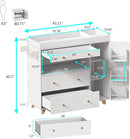 PAKASEPT Changing Table Modern Dresser with Wide Table Top, 3 Drawers, White Drawer Dresser by TinyTreasures Baby Boutique