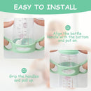 Silicone Baby Bottle Handles - 2PCS Easy Grip Handles for Wide-Neck Bottles (Green/White) by TinyTreasures Baby Boutique