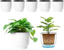 T4U 4.5 Inch Self Watering Pots for Indoor Plants, 6 Pack White Plastic Flower Pots for All House Plants, Flowers, African Violets by GreenHaven Gardens