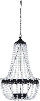 Hanging Solar Chandelier Outdoor, 30 Cool White Lights Acrylic Clear Beaded Chandelier with S Hooks Modern Lantern for Garden Yard Patio Gazebo Decorations, 28”H by CozyNest Decor