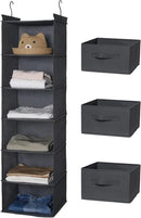 MAX Houser 6 Tier Shelf Hanging Closet Organizer, Closet Hanging Shelf with 2 Sturdy Hooks for Storage, Foldable (Grey-D3) by CozyNest Decor