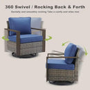 Outdoor Wicker Patio Furniture Set - 6 Piece Patio Conversation Set with 2 Wicker Swivel Rocker Chairs,2 Rattan Ottoman,1 Side Table and 1 Couch,Thick Cushions,Deep Seating(Mixed Grey/Blue) by CozyNest Decor