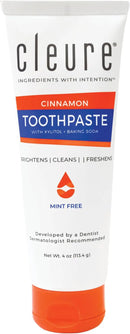 Cleure Natural Cinnamon Toothpaste - Flavor-Free, Fluoride-Free - Helps Whiten Teeth - Natural Great Taste for Children & Adults - Cinnamon Flavor (4oz Tube, Pack of 1) by CozyNest Decor
