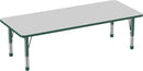 FDP Rectangle Activity School and Classroom Kids Table (30 x 72 inch), Chunky Toddler Leg, Adjustable Height 15-24 inches - Gray Top and Green Edge by CozyNest Decor