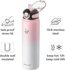 Enerbone 32 oz Insulated Water Bottle, Stainless Steel Bottle with Carrying Strap, Double-Wall Vacuum Insulation Design, Leakproof Sports Bottle with Straw, Keep Drinks Cold or Hot for Hours by CozyNest Decor