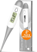Boncare 10 Seconds Digital Thermometer for Adults and Kids - Accurate & Safe Rectal Thermometer for Baby with Fever Alarm, Oral Thermometer (Gray) by TinyTreasures Baby Boutique
