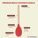 Silicone Cooking Utensils Set, Premium Beech Wood Handle Kitchen Gadgets Utensil Set, Non-Stick Kitchen Utensils Spatula, Tongs, Turner, Whisk, Brush, Spoon, BPA FREE, 446°F Resistant (Red) by CozyNest Decor