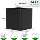 Large Metal Square Planter 26" L x 26" W x 26" H, Heavy Duty Black Large Outdoor Planters with Drainage Hole for Porch/Patio/Garden by GreenHaven Gardens